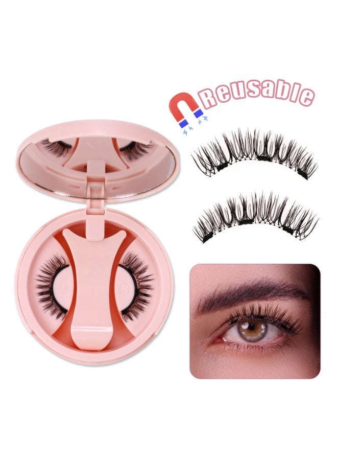 بقلم سابرينا رموش مغناطيسية سهلة التركيب والإزالة، زوج واحد، لا حاجة للصمغ، مجموعة رموش قابلة لإعادة الاستخدام، أداة وضع، ملقط، مرآة، علبة - Image 1