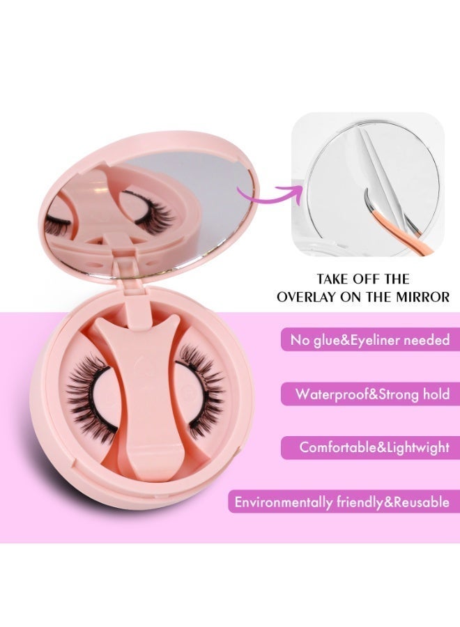 بقلم سابرينا رموش مغناطيسية سهلة التركيب والإزالة، زوج واحد، لا حاجة للصمغ، مجموعة رموش قابلة لإعادة الاستخدام، أداة وضع، ملقط، مرآة، علبة - Image 4