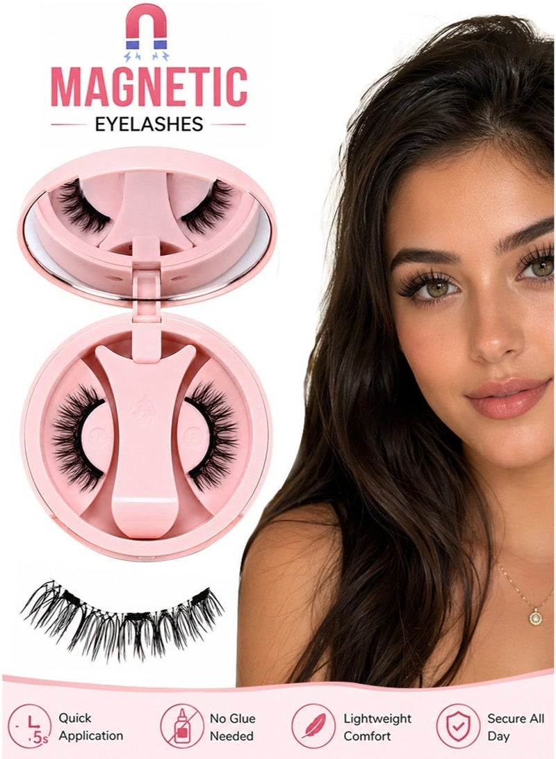 BY SABRINA Magnetic false eyelash set, reusable eyelashes with strong magnets, no need for glue, waterproof, easy to use, quick to wear, completed in 3 seconds, creating a natural makeup look, and lightweight eyelashes No Glue Required, Easy To Use #7 - Image 1