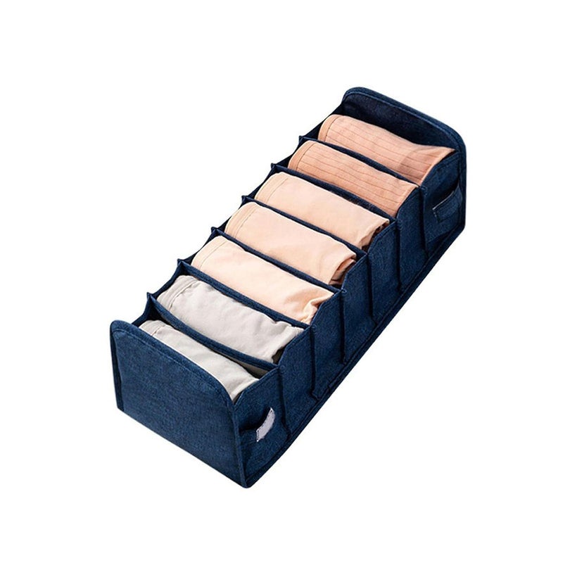 neuf mart NEUF MART Blue Color Fabric Rectangular Collapsible Foldable Box Wardrobe Storage Organizer Bag for Shirts Trousers tie Belt for Storage Best for Wardrobe Storage - Image 1