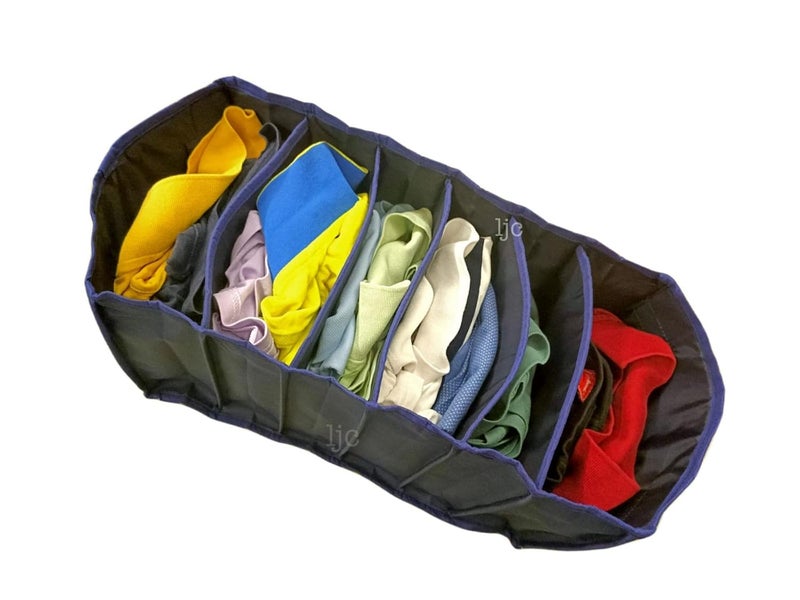 neuf mart NEUF MART Blue Color Fabric Rectangular Collapsible Foldable Box Wardrobe Storage Organizer Bag for Shirts Trousers tie Belt for Storage Best for Wardrobe Storage - Image 4