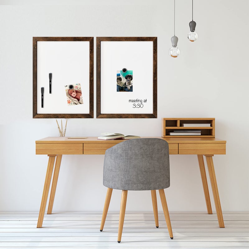 Loddie Doddie Magnetic Dry Erase Whiteboard for Wall - 18" x 24" Rustic Wood Frame with Built-in Marker Tray - Dry Erase Board - Magnetic Board - Image 3