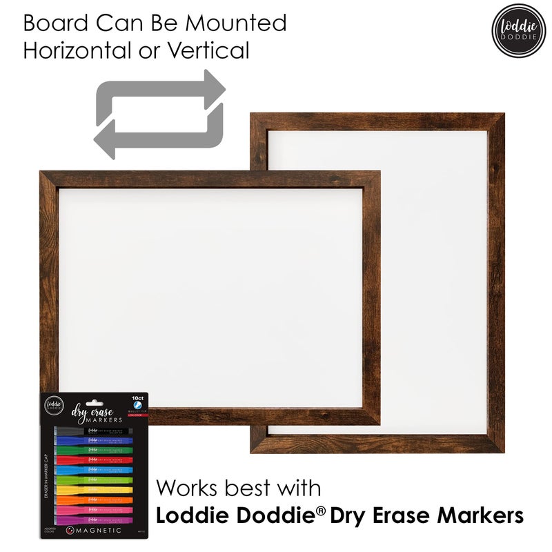 Loddie Doddie Magnetic Dry Erase Whiteboard for Wall - 18" x 24" Rustic Wood Frame with Built-in Marker Tray - Dry Erase Board - Magnetic Board - Image 4