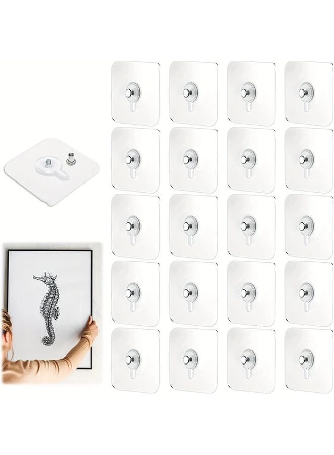 Transparent Heavy Duty No Drill Waterproof Rust Proof Hooks 20 Pack - Image 2