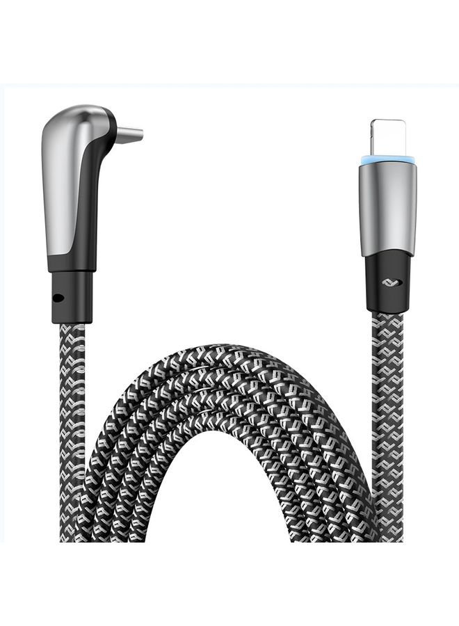 ENKAY PD30W Elbow Type-C to 8 Pin Fast Charging Data Braid Cable with Indicator Light, Length:2m - Image 1