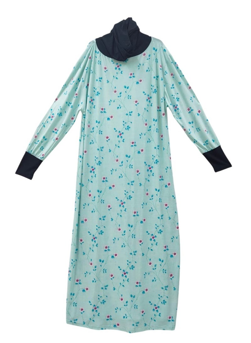 Dee's Fashion Women's printed Prayer Gown, Full Length Modest Islamic Robe, Long Sleeves, Comfortable and Elegant  - Image 1