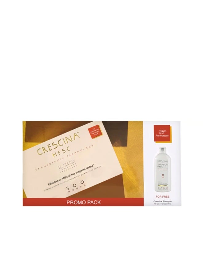 Crescina HFSC Transdermic Treatment 500 Woman Ampoules 3.5ml x10+10 + Woman Shampoo 200ml - Image 1