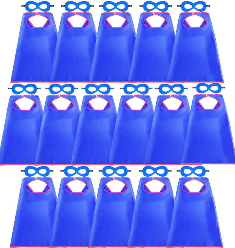D.Q.Z DQZ Superhero Capes and Masks for Kids 16 Set Boys Super Hero Party Favor Costume 3 years old Girls Gifts Birthday Toys Blue - Image 3
