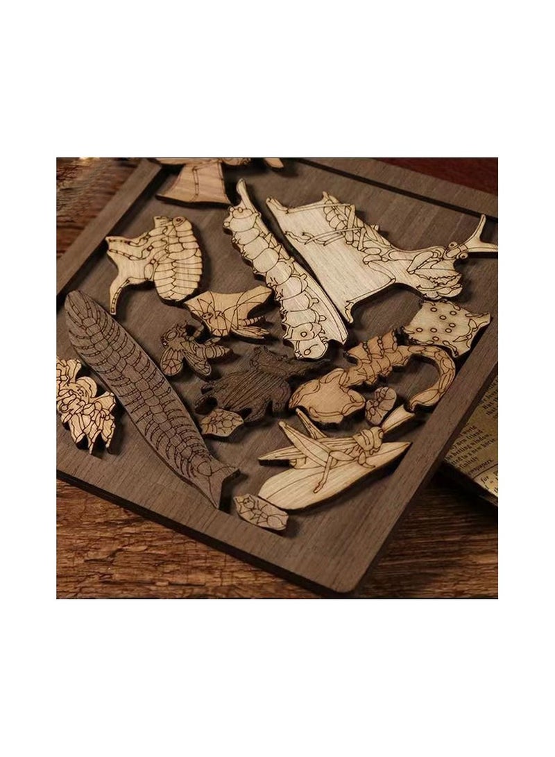 1-Piece Wooden Irregular Shape Puzzle,Strong Wood Handcrafted Insects Shape Puzzle for Party or Educational Supplies,Colour Brown - Image 2