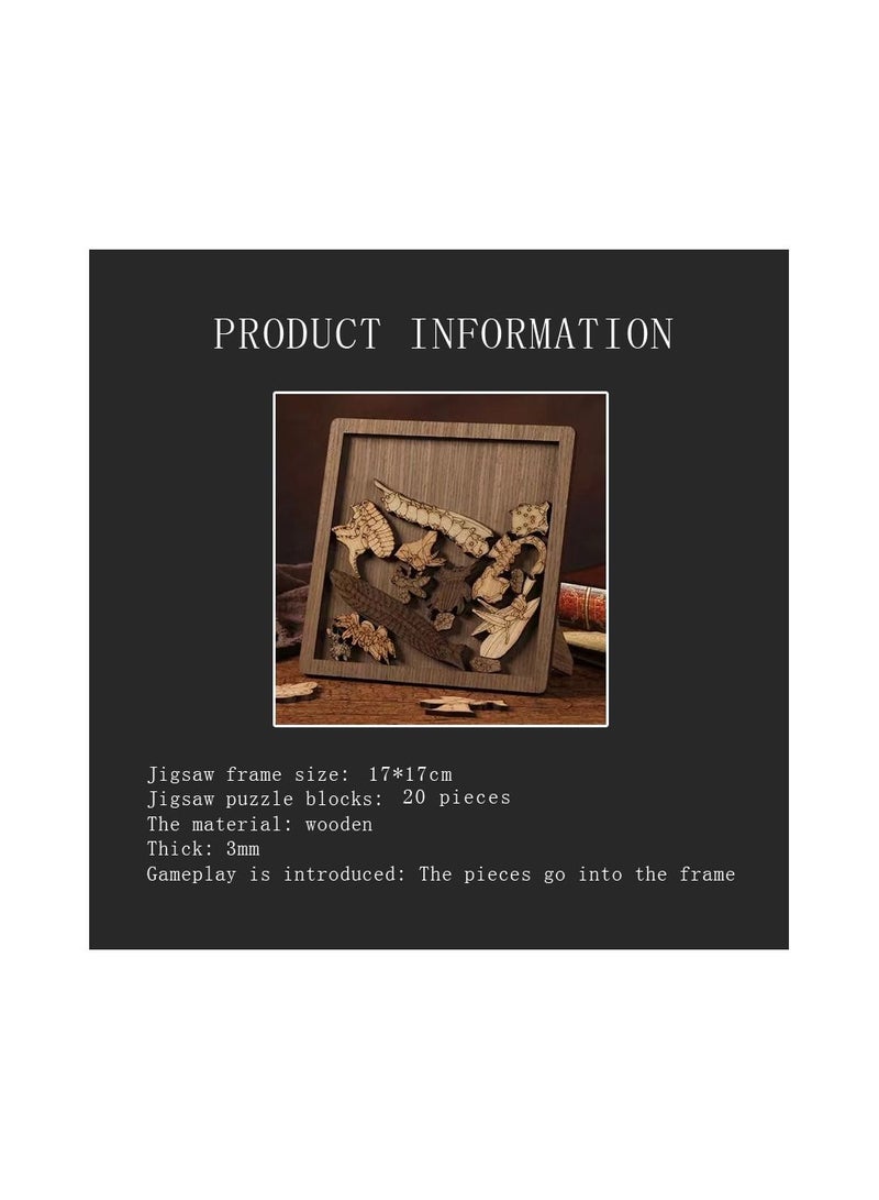 1-Piece Wooden Irregular Shape Puzzle,Strong Wood Handcrafted Insects Shape Puzzle for Party or Educational Supplies,Colour Brown - Image 1