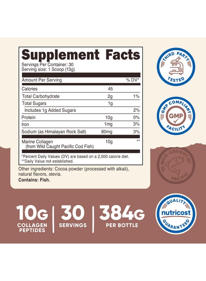 Nutricost Marine Collagen (Chocolate Flavor) 30 Servings - Collagen Supplement from Wild Caught Pacific Cod Fish - Image 2