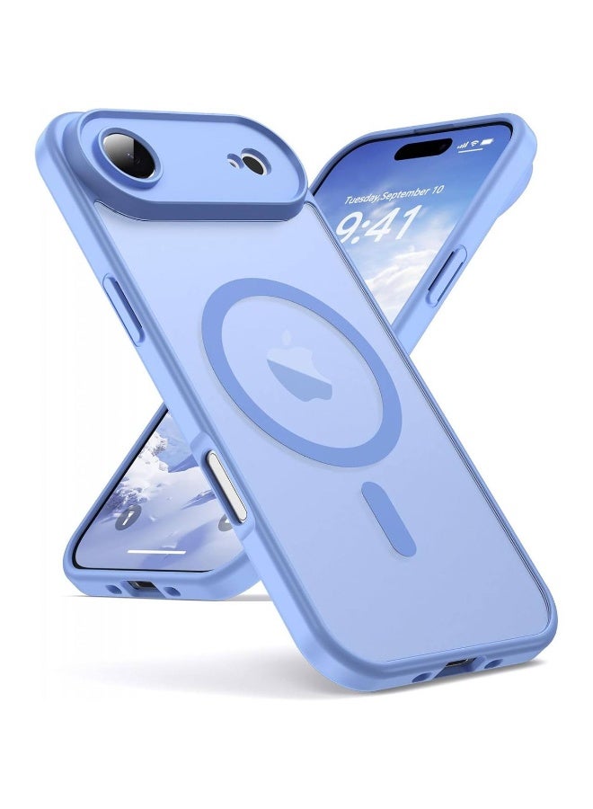 دينكس جراب هاتف مغناطيسي شفاف غير لامع لهاتف iPhone 17 Air، غطاء مقاوم للصدمات متوافق مع MagSafe للشحن اللاسلكي، (أزرق)