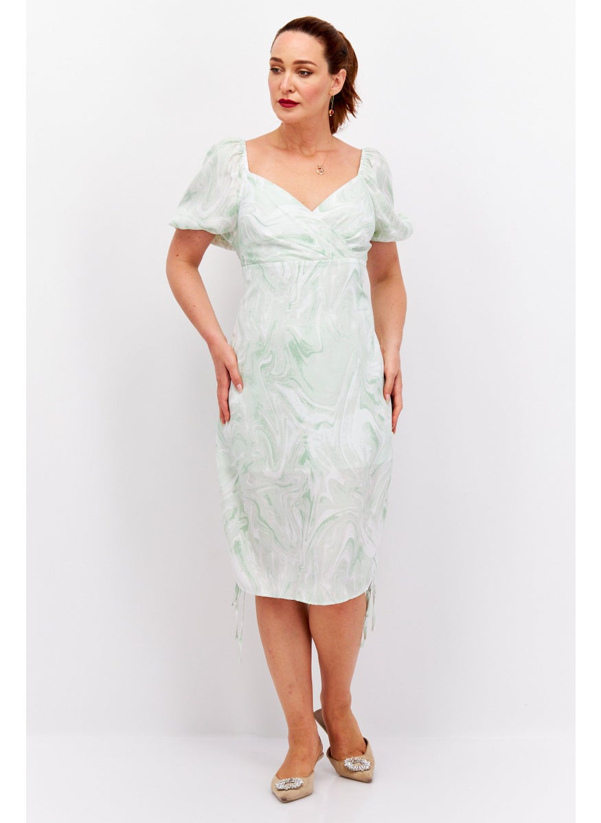 Missguided Women Tie Dye Midi Dress, Green Combo  - Image 1