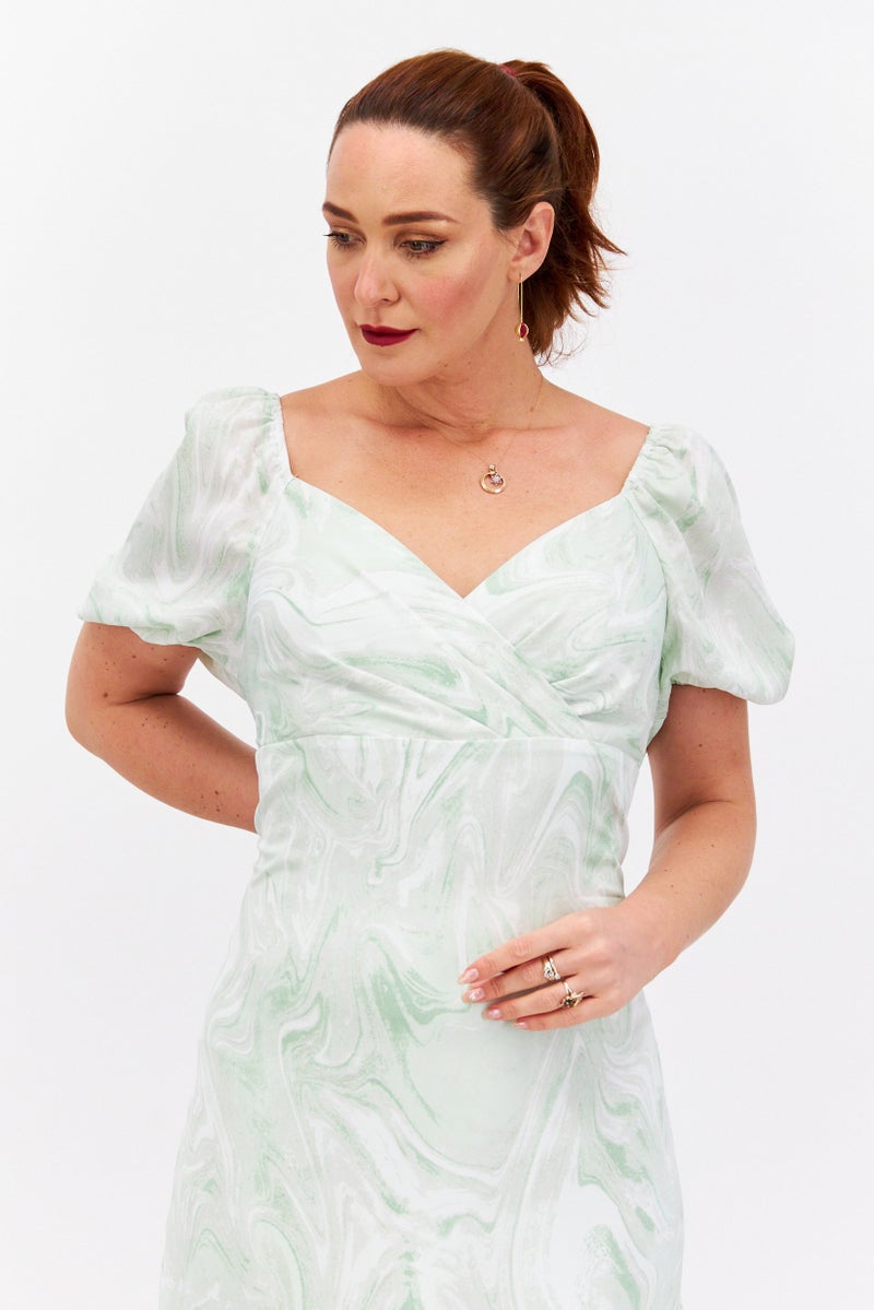 Missguided Women Tie Dye Midi Dress, Green Combo - Image 2