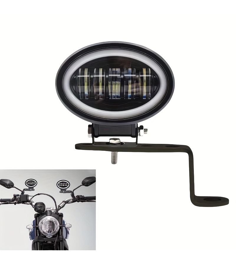 Black Thickened Motorcycle Headlight Rearview Mirror Bracket Turn Signal Spot Light Modification - Image 3
