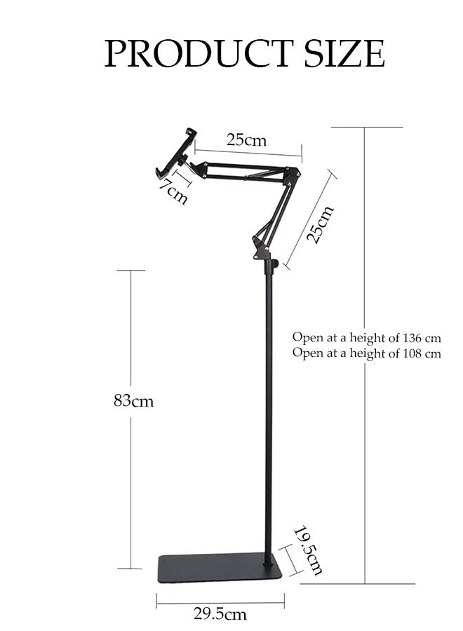 DUNISO Tablet Floor Stand, 360° Flexible Rotation Tablet Stand with Heavy Duty Base, Adjustable iPad Stand for Bed, Holder for/Switch/Phone or Other 3.5"-11" Electronic Devices - Image 2
