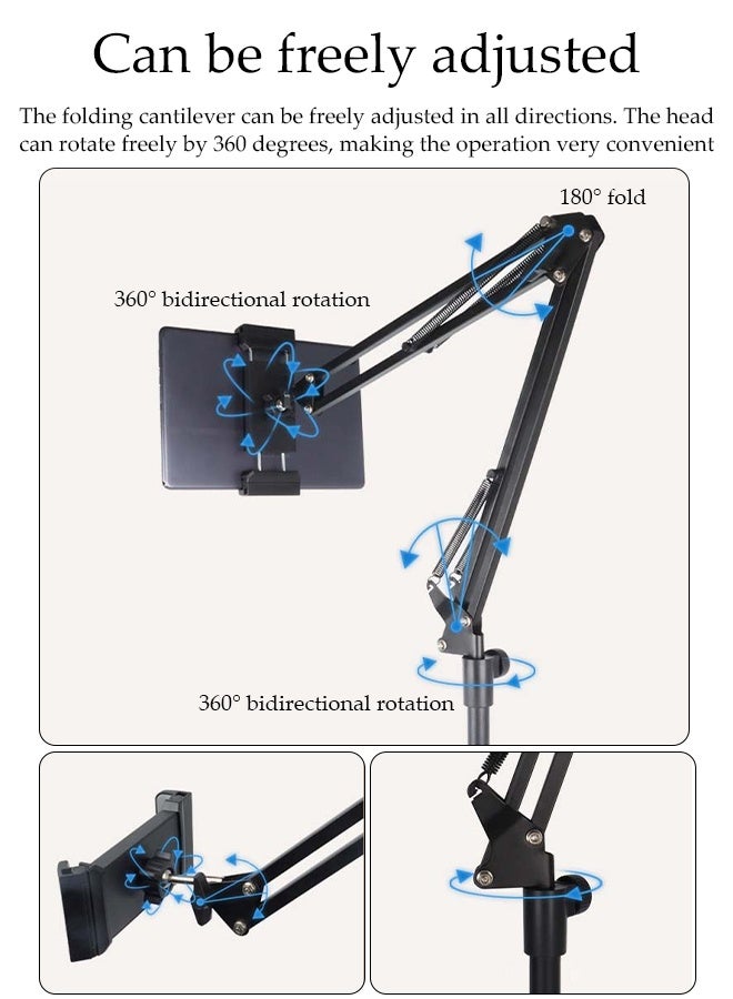 DUNISO Tablet Floor Stand, 360° Flexible Rotation Tablet Stand with Heavy Duty Base, Adjustable iPad Stand for Bed, Holder for/Switch/Phone or Other 3.5"-11" Electronic Devices - Image 3