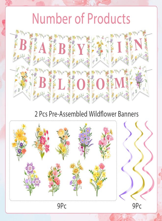 FEXICHUJI Floral Baby in Bloom Baby Shower Decorations - Wildflower Theme Birthday Banner Hanging Swirls, Flower Baby Shower Decoration for Girls Kids - Image 3