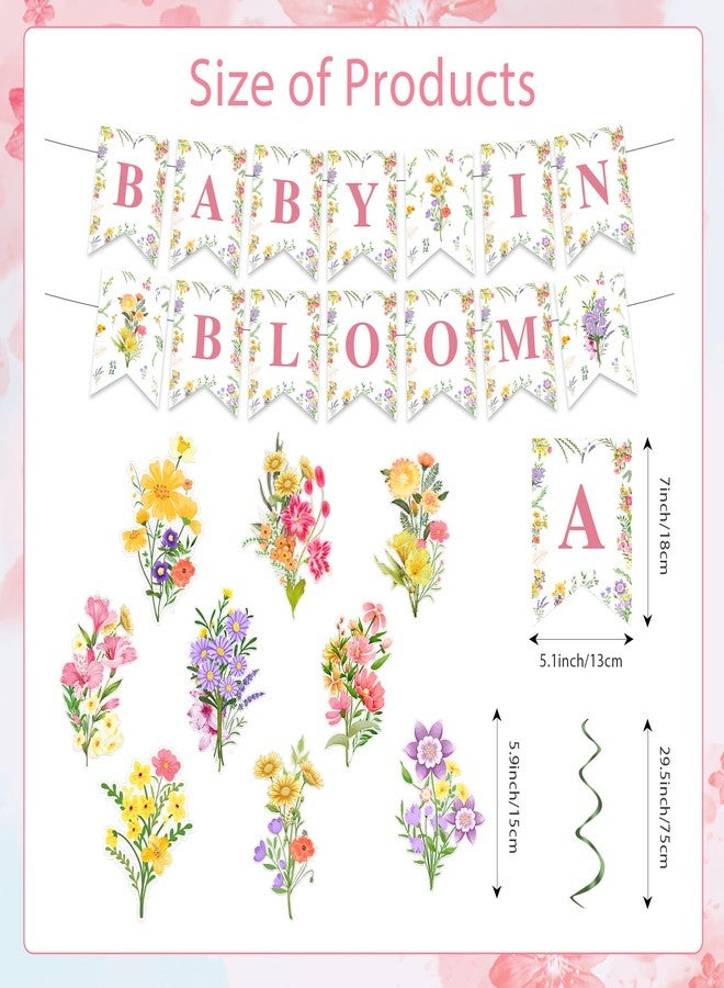 FEXICHUJI Floral Baby in Bloom Baby Shower Decorations - Wildflower Theme Birthday Banner Hanging Swirls, Flower Baby Shower Decoration for Girls Kids - Image 2