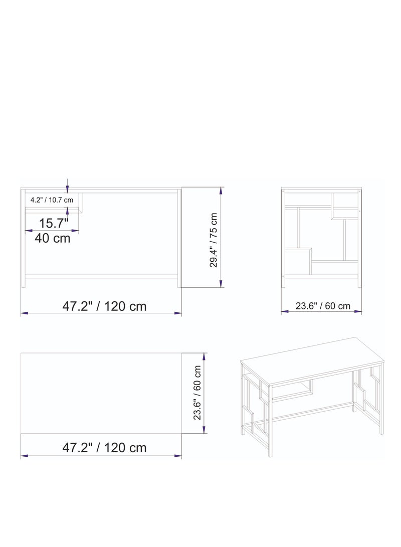 Decorotika Victory Computer Desk with a Metal Frame 120 cm | Work Table - Image 4