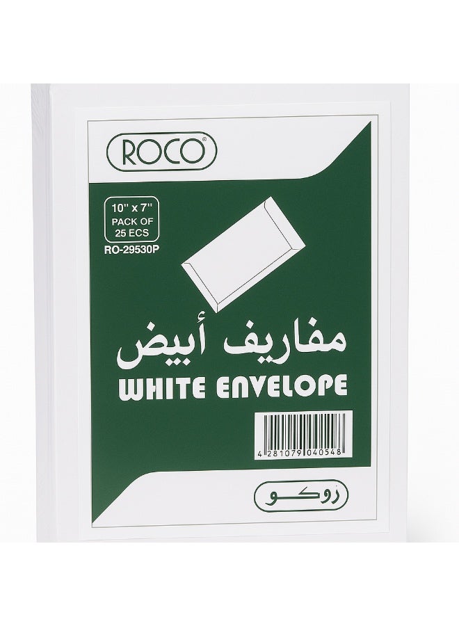 ROCO White Envelopes 10" × 7" | Pack of 25 | Plain Paper Envelopes for Mailing, Documents, Office & School Use | High Quality Stationery  Model RQ-29530P - Image 4