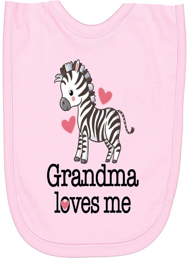 inktastic Grandma Loves Me Grandchild Zebra Newborn Bib Pink 490a4 - Image 1