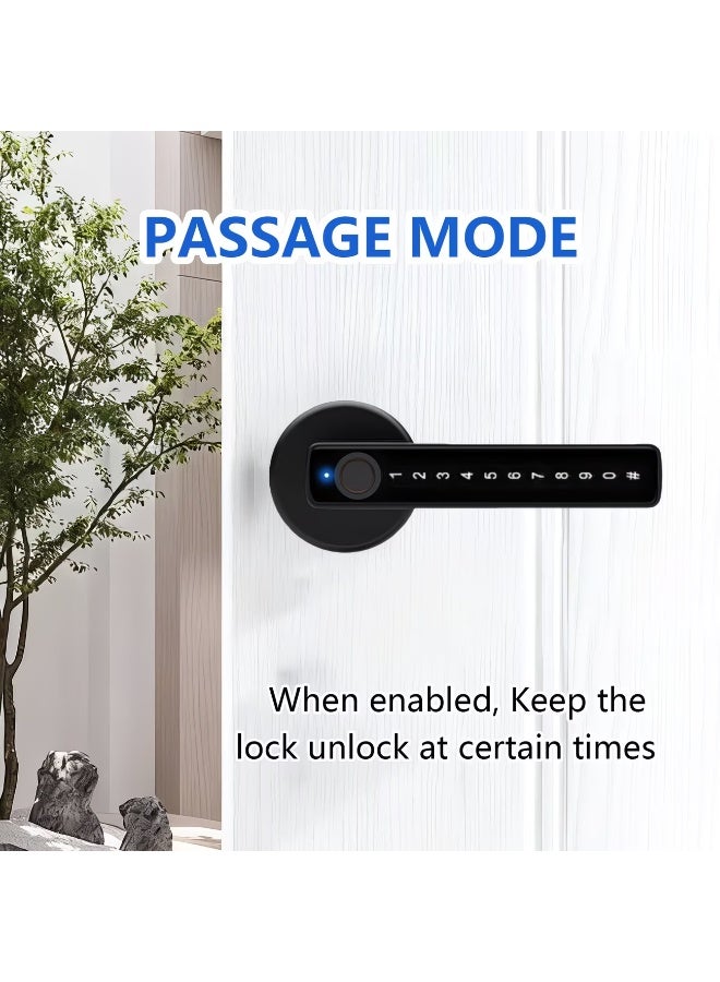 M MIAOYAN Smart Fingerprint Door Lock, 5-in-1 Keyless Entry Door Handle with Fingerprint/Password/Key/IC Card/Bluetooth App Unlock, Anti-Peeping Code Passage Mode for Bedroom, Office, Apartments - Image 5
