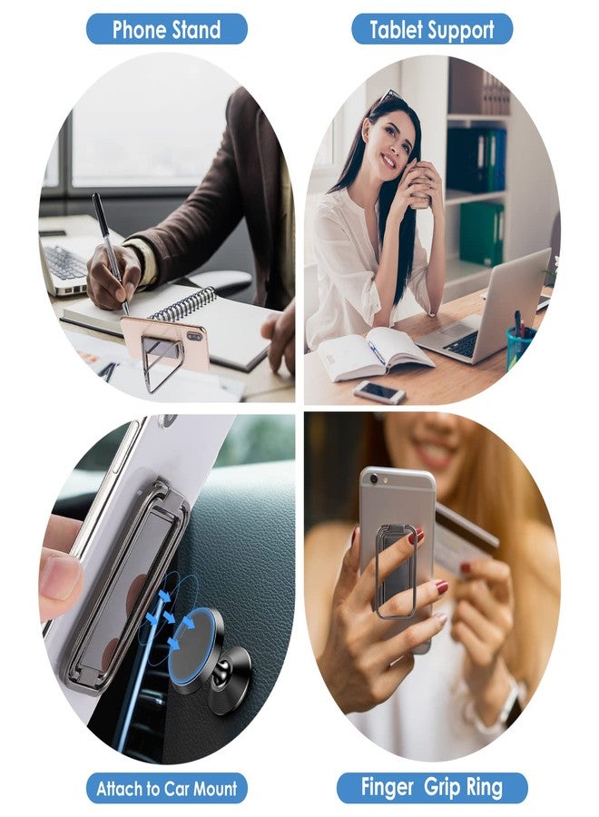 Cobee Cell Phone Ring Holder Finger Kickstand, 360° Rotation Foldable Metal Ultra-Thin Cellphone Back Grip Stand Adjustable Phone Holders for Magnetic Car Mount Compatible with Phone Tablets, Black - Image 3