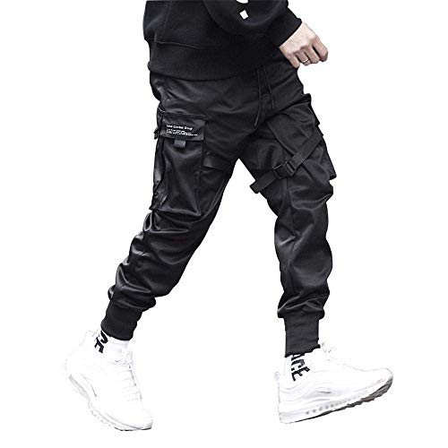Niepce Inc Streetwear Mens Techwear Jogger Pants with Straps (Black-1, Medium) - Image 1