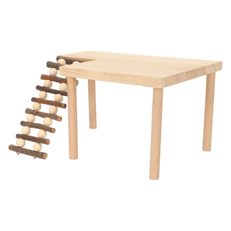 Hamster Climbing Platform 2 Layer Landscaping Natural Wooden Hamster Playing Activity Platform with Ladder - Image 1