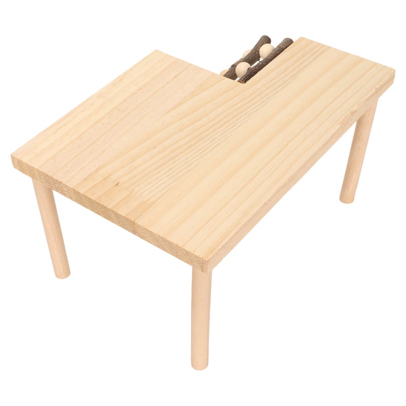 Hamster Climbing Platform 2 Layer Landscaping Natural Wooden Hamster Playing Activity Platform with Ladder - Image 5
