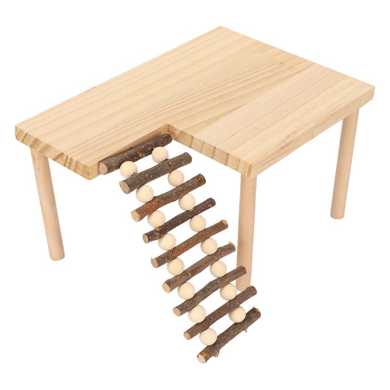 Hamster Climbing Platform 2 Layer Landscaping Natural Wooden Hamster Playing Activity Platform with Ladder - Image 2