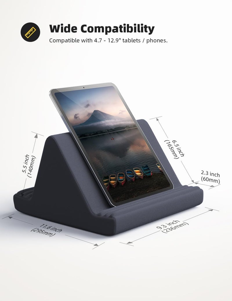 Lamicall Tablet Pillow Stand, Pillow Soft Pad for Lap - Tablet Holder Dock for Bed with 6 Viewing Angles, for 4-13" Tablets, Like iPad Pro 11, 13, Air, Mini, Kindle, Galaxy Tab, E-Reader, Dark Gray - Image 5