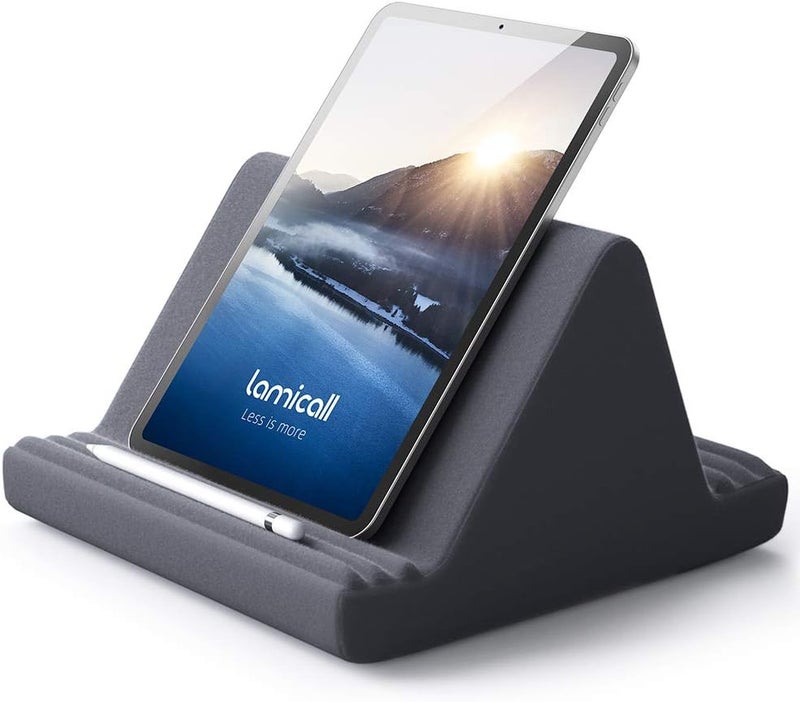 Lamicall Tablet Pillow Stand, Pillow Soft Pad for Lap - Tablet Holder Dock for Bed with 6 Viewing Angles, for 4-13" Tablets, Like iPad Pro 11, 13, Air, Mini, Kindle, Galaxy Tab, E-Reader, Dark Gray - Image 1