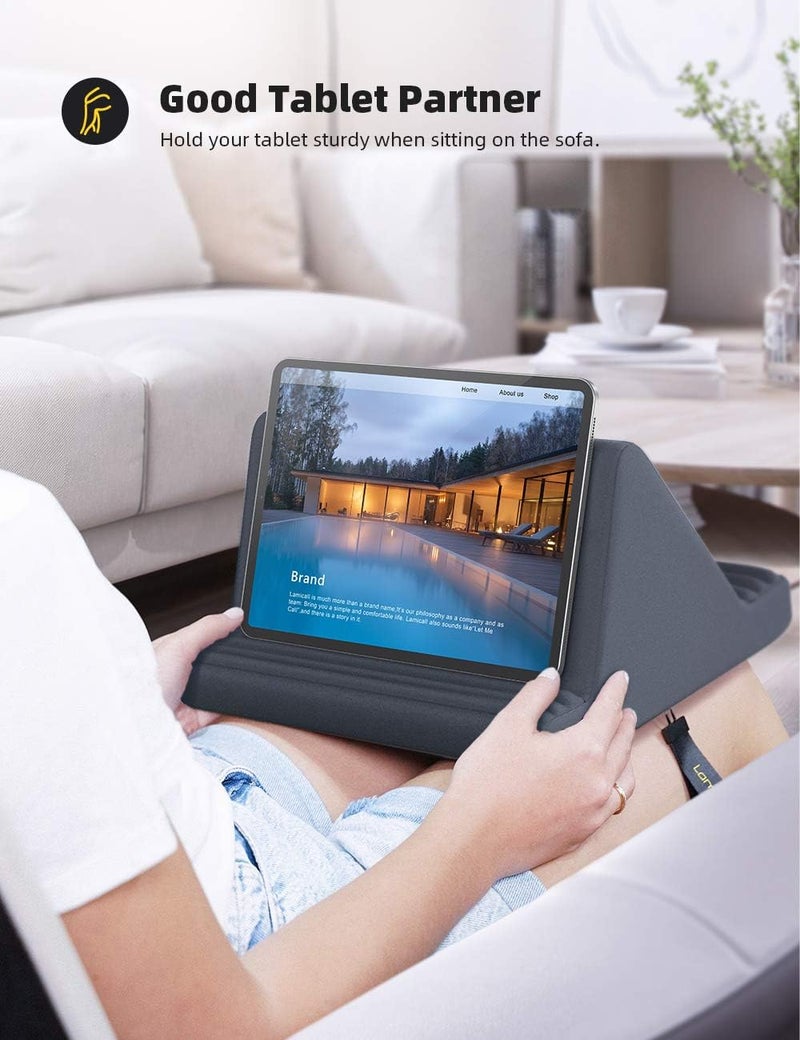 Lamicall Tablet Pillow Stand, Pillow Soft Pad for Lap - Tablet Holder Dock for Bed with 6 Viewing Angles, for 4-13" Tablets, Like iPad Pro 11, 13, Air, Mini, Kindle, Galaxy Tab, E-Reader, Dark Gray - Image 3