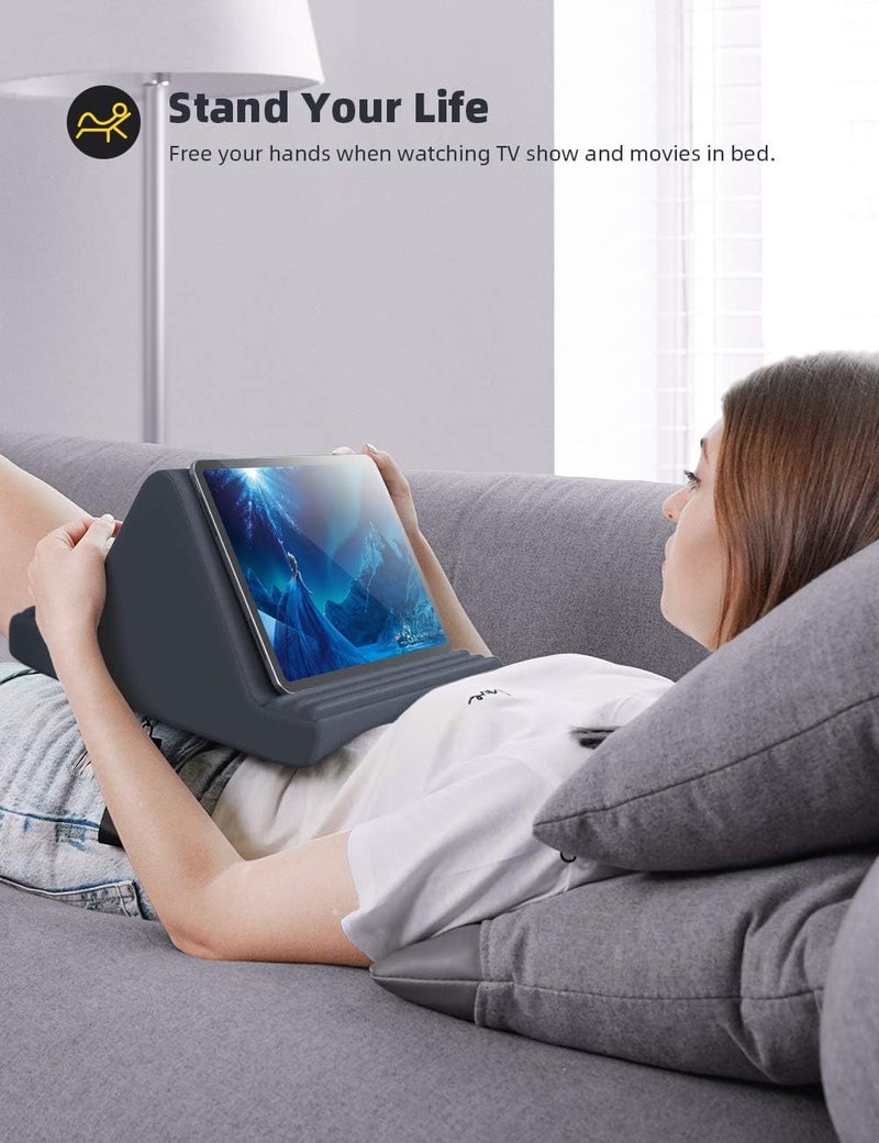 Lamicall Tablet Pillow Stand, Pillow Soft Pad for Lap - Tablet Holder Dock for Bed with 6 Viewing Angles, for 4-13" Tablets, Like iPad Pro 11, 13, Air, Mini, Kindle, Galaxy Tab, E-Reader, Dark Gray - Image 2