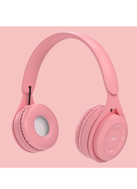 New wireless Bluetooth headset two-ear folding game stereo headset headset headset Bluetooth headset (pink)