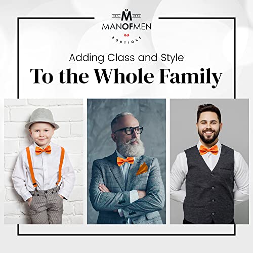 Man of Men Bow Tie for Men Polyester Solid Pretied Bowties Adjustable Tuxedos Bowtie for Weddings & Groom’s Gift – Bow Ties for Women (1, Orange) - Image 4