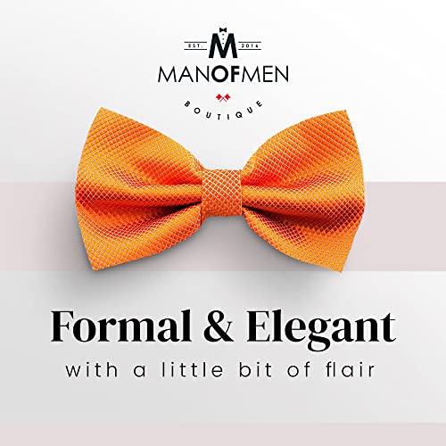 Man of Men Bow Tie for Men Polyester Solid Pretied Bowties Adjustable Tuxedos Bowtie for Weddings & Groom’s Gift – Bow Ties for Women (1, Orange) - Image 2