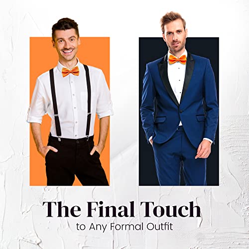 Man of Men Bow Tie for Men Polyester Solid Pretied Bowties Adjustable Tuxedos Bowtie for Weddings & Groom’s Gift – Bow Ties for Women (1, Orange) - Image 3