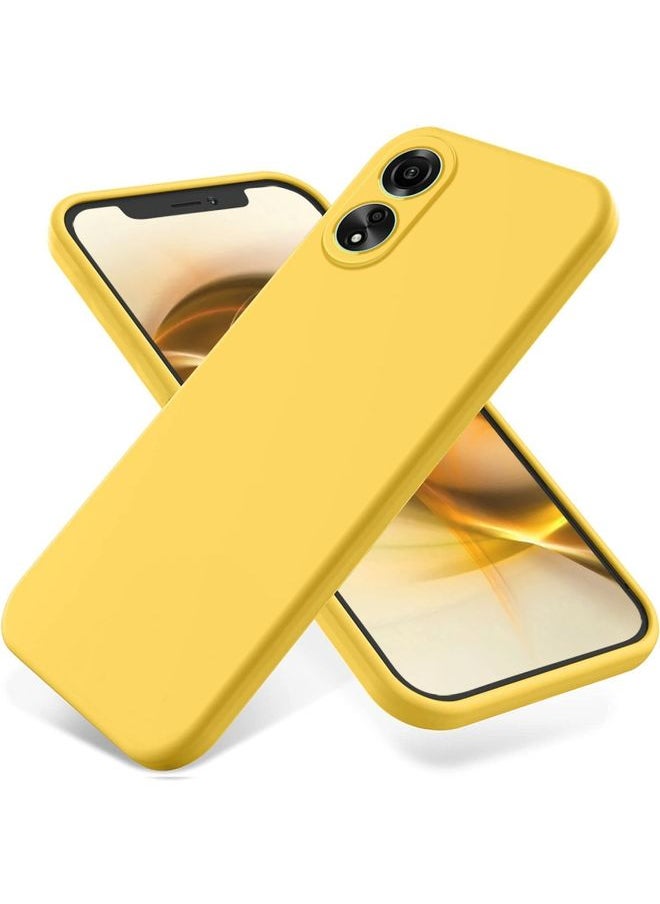 HuHa Case Cover For OPPO A78 4G Pure Color Liquid Silicone Shockproof Phone Case Yellow 