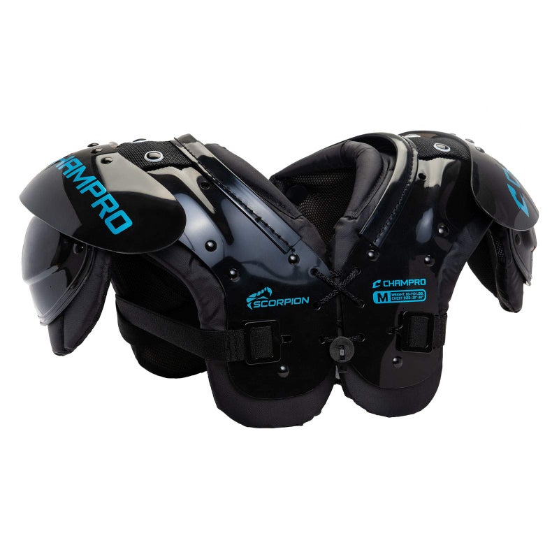 CHAMPRO Scorpion Youth Football Shoulder Pad Black Blue 80110 lbs