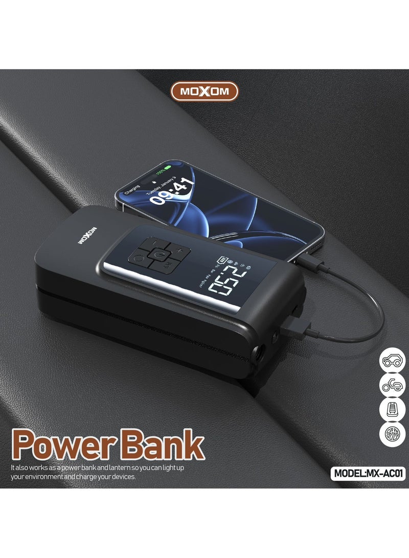 MOXOM MX-AC01 Portable Cordless Air Pump and Power Bank 4000 mAh with LCD + LED Display - Image 5