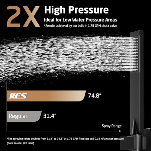 KES Shower System with Tub Spout, Matte Black Shower Faucet Set Complete 10 Inch Rain Shower Head with Handheld Spray and Waterfall Bathtub, cUPC Pressure Balance Shower Valve Trim Kit, XB6305F18-BK - Image 4