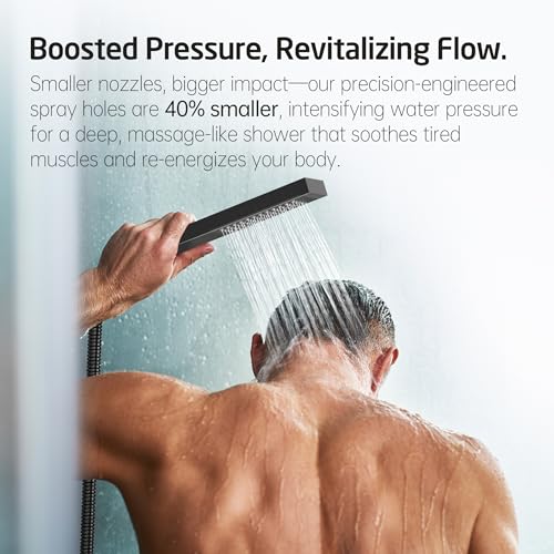 KES Shower System with Tub Spout, Matte Black Shower Faucet Set Complete 10 Inch Rain Shower Head with Handheld Spray and Waterfall Bathtub, cUPC Pressure Balance Shower Valve Trim Kit, XB6305F18-BK - Image 3