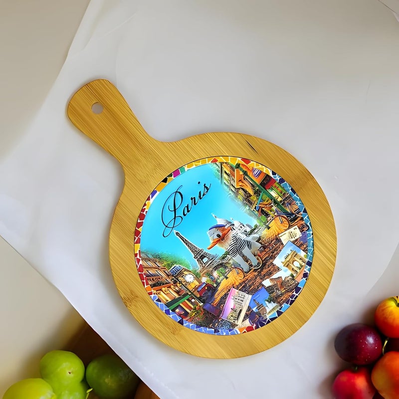 Lemon Tree Italian and Parisian Theme Designs Dining Table Coaster for Home & Office, Scratch & Heat Resistant | Ceramic Base with Bamboo Frame (Multicolor A) - Image 2