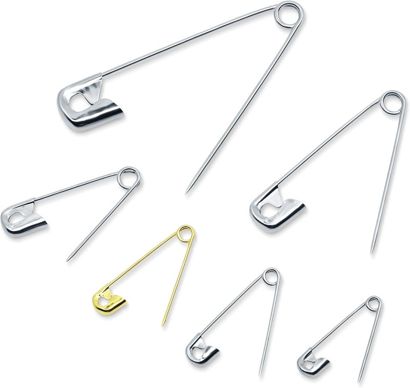 Dritz دريز 1480 دبابيس أمان مع صندوق تخزين من الفولاذ المطلي بالنيكل والنحاس بأحجام متنوعة 100 قطعة - Image 3