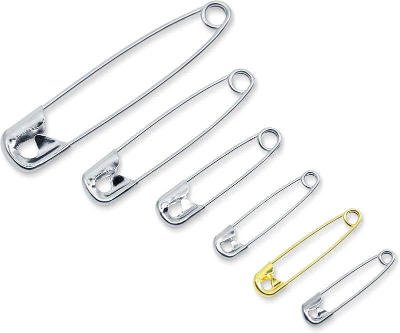 Dritz دريز 1480 دبابيس أمان مع صندوق تخزين من الفولاذ المطلي بالنيكل والنحاس بأحجام متنوعة 100 قطعة - Image 2