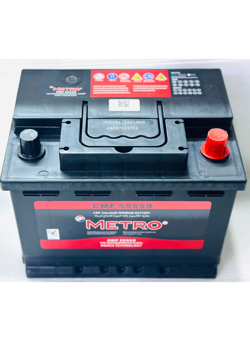 Metro Car Battery 12V 55AH DIN55L / 55559 - Image 3
