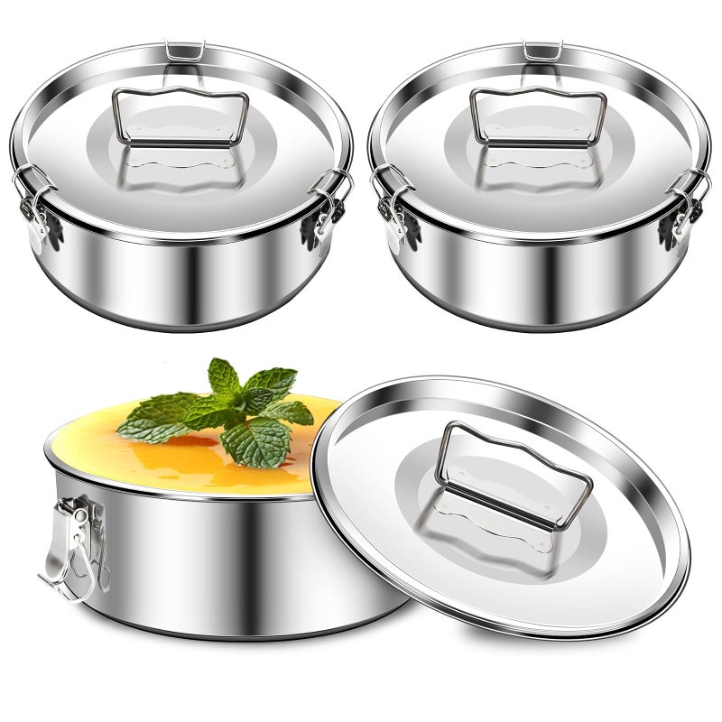 Maxcheck 3 Pack Flan Mold with Lid 15QT Stainless Steel Flan Pan Compatible with 6 Quart Pot Large Capacity Maker Container for Baking Making Cheese Cake Chocolate Pudding15QT 75 x 3 Inch